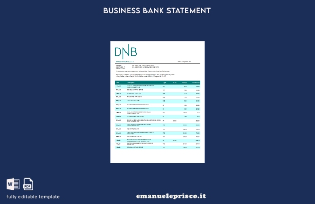 stile verificato Modello di estratto conto aziendale DNB Bank in Word e PDF